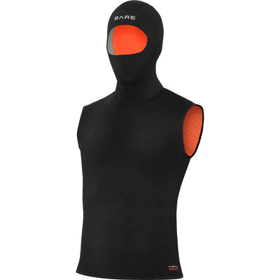 BARE 7/3MM Mens Ultrawarmth Hooded Vest: Wear Inside or Outside Your Wetsuit Black 2XL