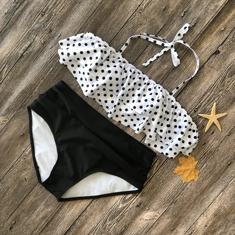 High-Waisted Ruffle Plus Size Bikini Swimwear