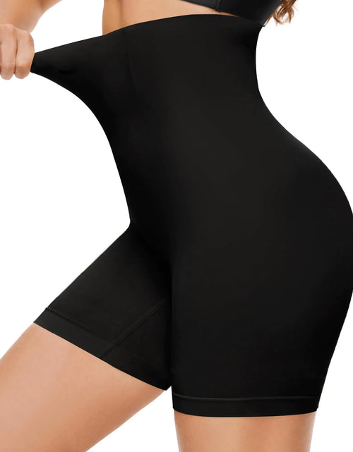 Cargar imagen en el visor de la galería, Pantalones cortos moldeadores Damonent de control de abdomen, de cintura alta, para mujer, fajas sin costuras, pantalones cortos moldeadores de muslos (negro 3XL)
