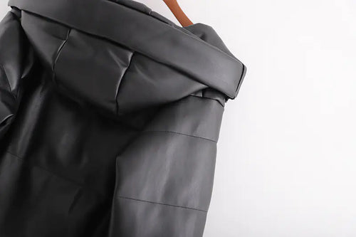 Load image into Gallery viewer, Warm Cotton Jacket, PU Leather Coat, PU Jacket
