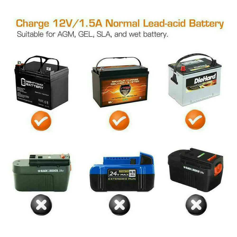 Cargador automático e inteligente de batería de 1500 mAh de 12 V portátil para coche, mantenedor de carga lenta