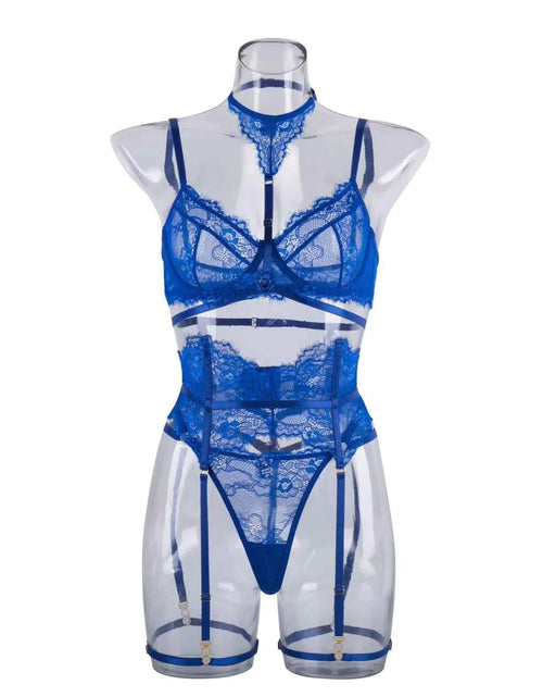 Charger l'image dans la visionneuse de galerie, Ensemble de lingerie porte-jarretelles femme à dos nu

