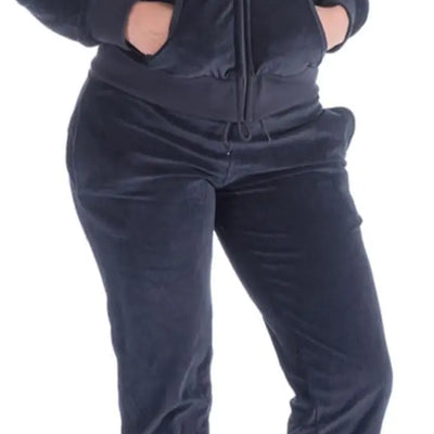 LeeHanTon Outfit Womens Sweatsuits Sets Velour Sports Training Jogger Lightweight Tracksuit 2 Pieces Hoodie and Pants Zipper Jumpsuit Black S