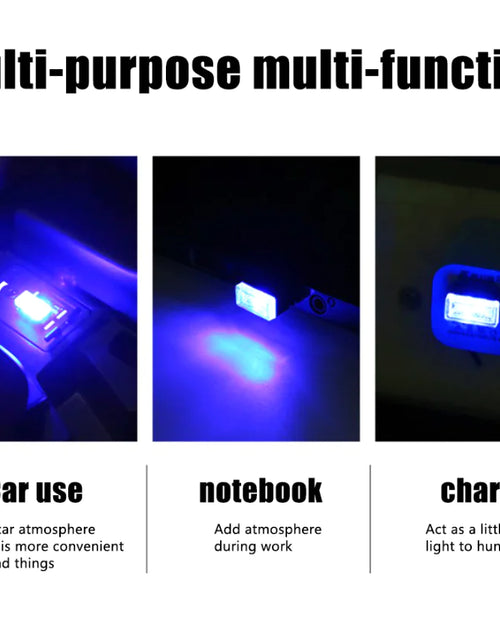 Cargar imagen en el visor de la galería, 3x Mini Luz LED Azul USB Interior de Coche Lámpara de Ambiente Neón Accesorios
