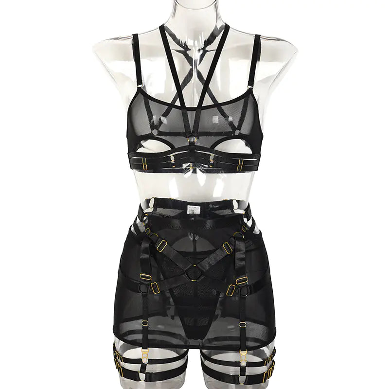 Conjunto de lencería sexy transparente de encaje de verano 2023