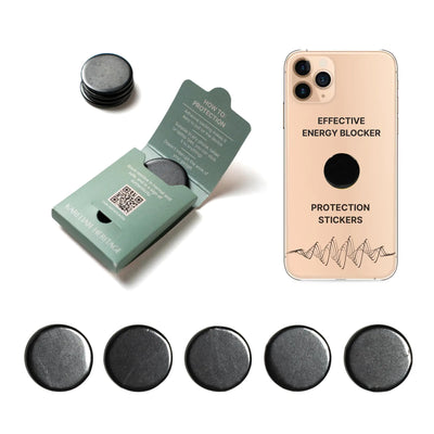 Eficaces pegatinas de protección para teléfonos móviles de 5 uds. | Pegatinas redondas de shungit para protección de dispositivos de bloqueo | Placas de piedra shungit pulida | Chip de carbono Bodywell | Protector Smart Guard S022