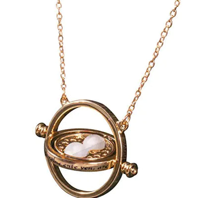 Disguise Harry Potter Hermione Granger Réplica Collar Gira Tiempo Colgante Reloj de Arena Joyería Disfraz Oro