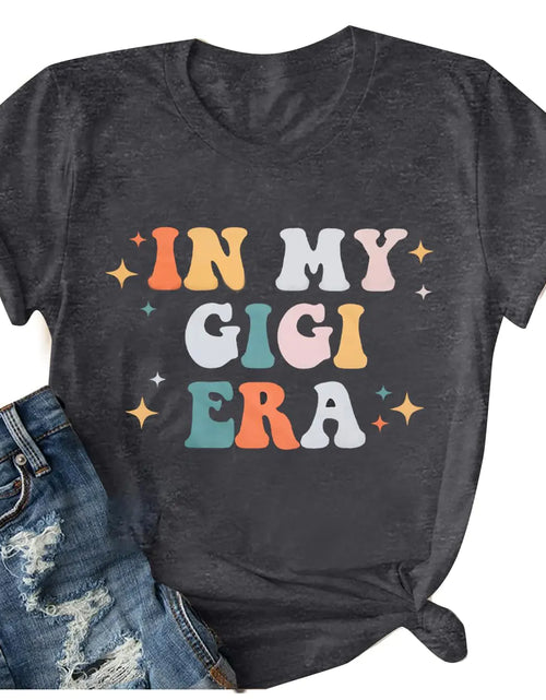 Cargar imagen en el visor de la galería, Camiseta de abuela para mujer, camisa "My Gigi", camiseta "Gigi", camiseta "Blessed Grandma", blusas de manga corta "Grandma Life" grises
