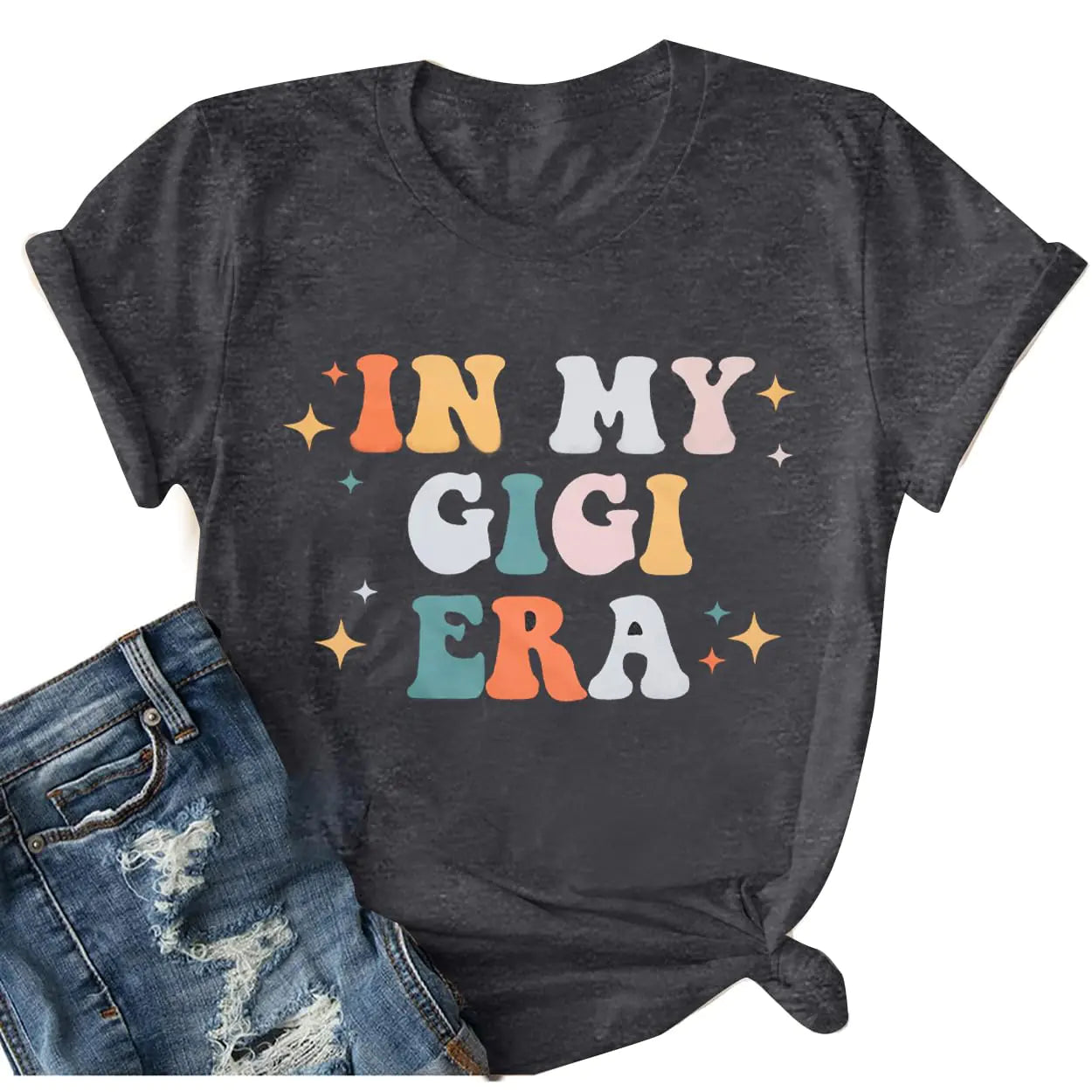 Camiseta de abuela para mujer, camisa "My Gigi", camiseta "Gigi", camiseta "Blessed Grandma", blusas de manga corta "Grandma Life" grises