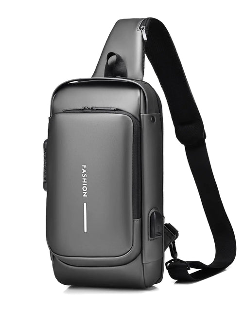 Load image into Gallery viewer, FANDARE Anti-theft Sling Bag Business Men Bag Chest Crossbody bags with USB Charging Port Waterproof Small Backpack for Outdoor Work Hiking Running Sport Travel Bag Gray
