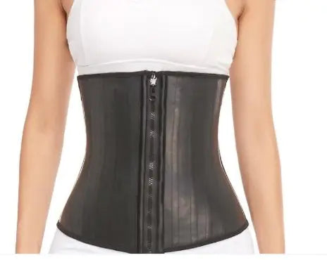 25 Steel Bone Zip-Up Latex Fitness Shapewear Top