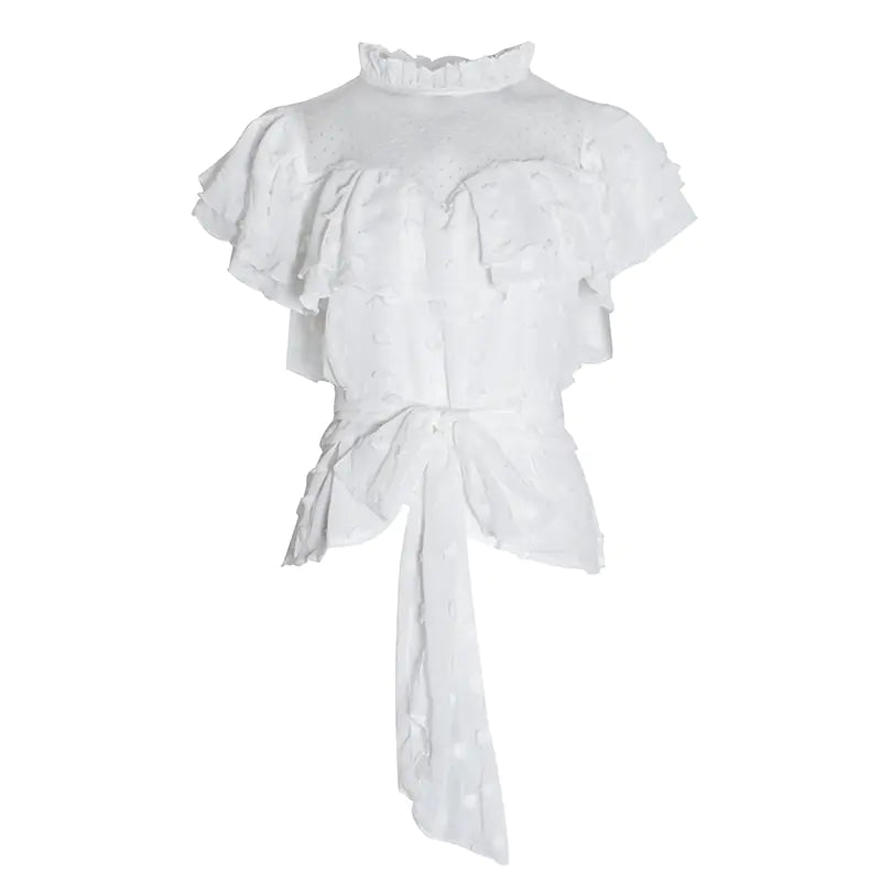 Camisa y camiseta estilo princesa con volantes de encaje y lazo