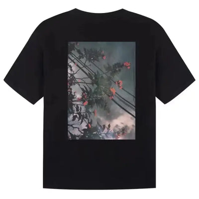 Double Line Floral Print Couple Graphic T-Shirts