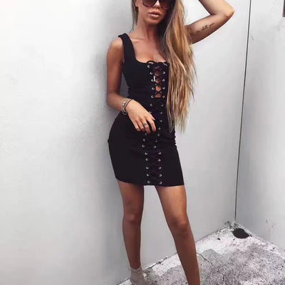 2017 New Sexy Black Bandage Bodycon Mini Dresses