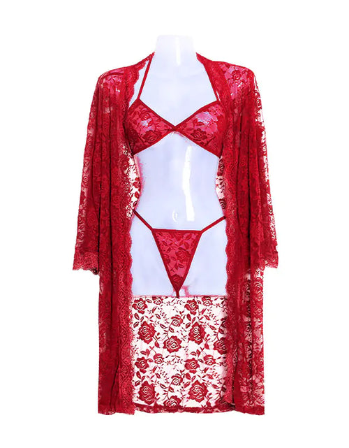 Charger l'image dans la visionneuse de galerie, Ensemble 3 pièces de lingerie en dentelle grande taille
