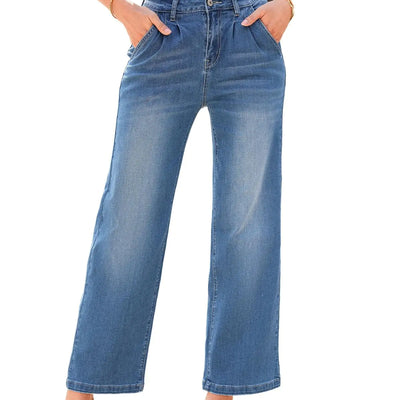 Astylish Womans Jeans High Waisted Wide Leg Loose Stretchy Cropped Trendy Jeans for Woman 2024 Ashleigh Blue Size 8