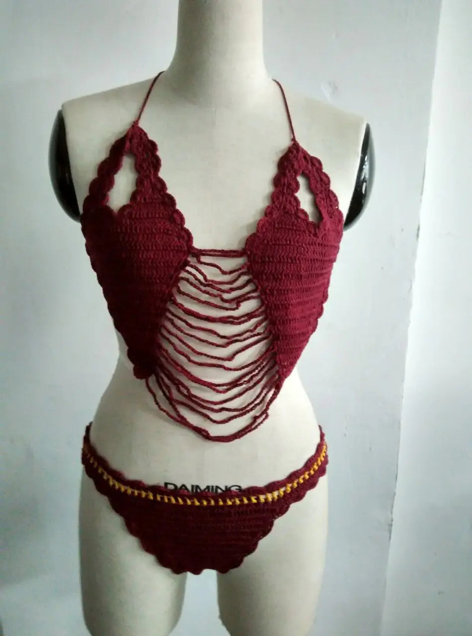 New Crochet Fringe Beach Bikini Swimwear Set