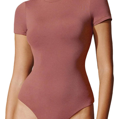 IUGA Bodysuits for Women Tummy Control Crew Neck Short Sleeve Body suits Basic Bodysuit T shirt Tops