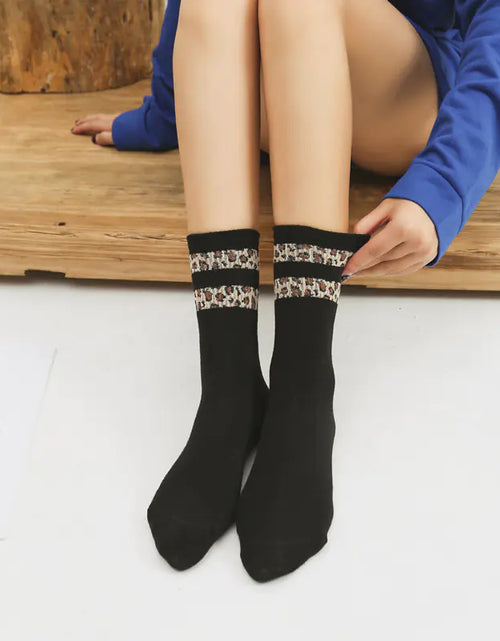 Load image into Gallery viewer, Leopard-Print Cotton Stockings for Women
