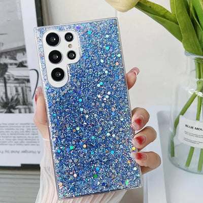 Funda MUYEFW para Samsung Galaxy S23 Ultra de 6.8 con purpurina para mujer, niña, brillante, bonita, protectora (azul)