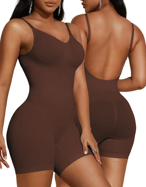 Load image into Gallery viewer, PAUKEE Womens Backless Shapewear Bodysuit Tummy control Shorts Seamless Body Shaper Sleeveless Jumpsuits Tanks Tops (Brown XX-Large)
