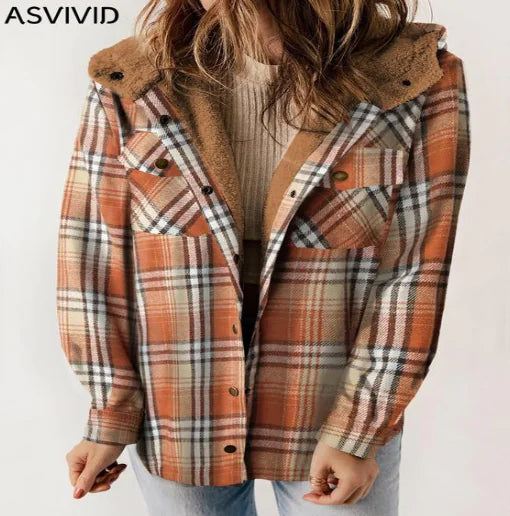 Plaid Hooded Jacket (Single Piece)