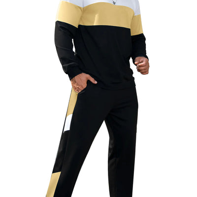 Babioboa Mens 2 Piece Tracksuits Color Block Sweatshirt and Sweatpants Street Casual Sweatsuit Jogging Suit