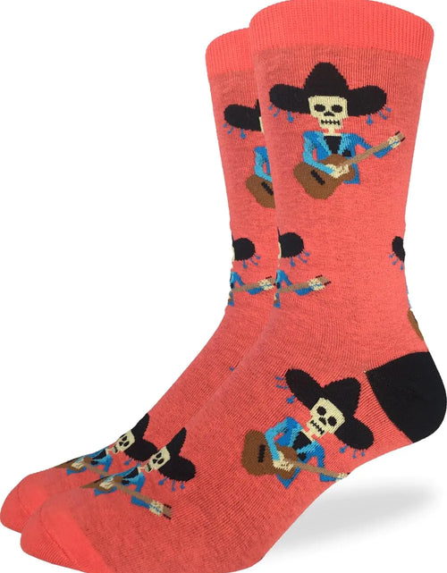 Load image into Gallery viewer, Good Luck Sock Mens Mariachi Skeleton Socks Adult Shoe Size 7-12
