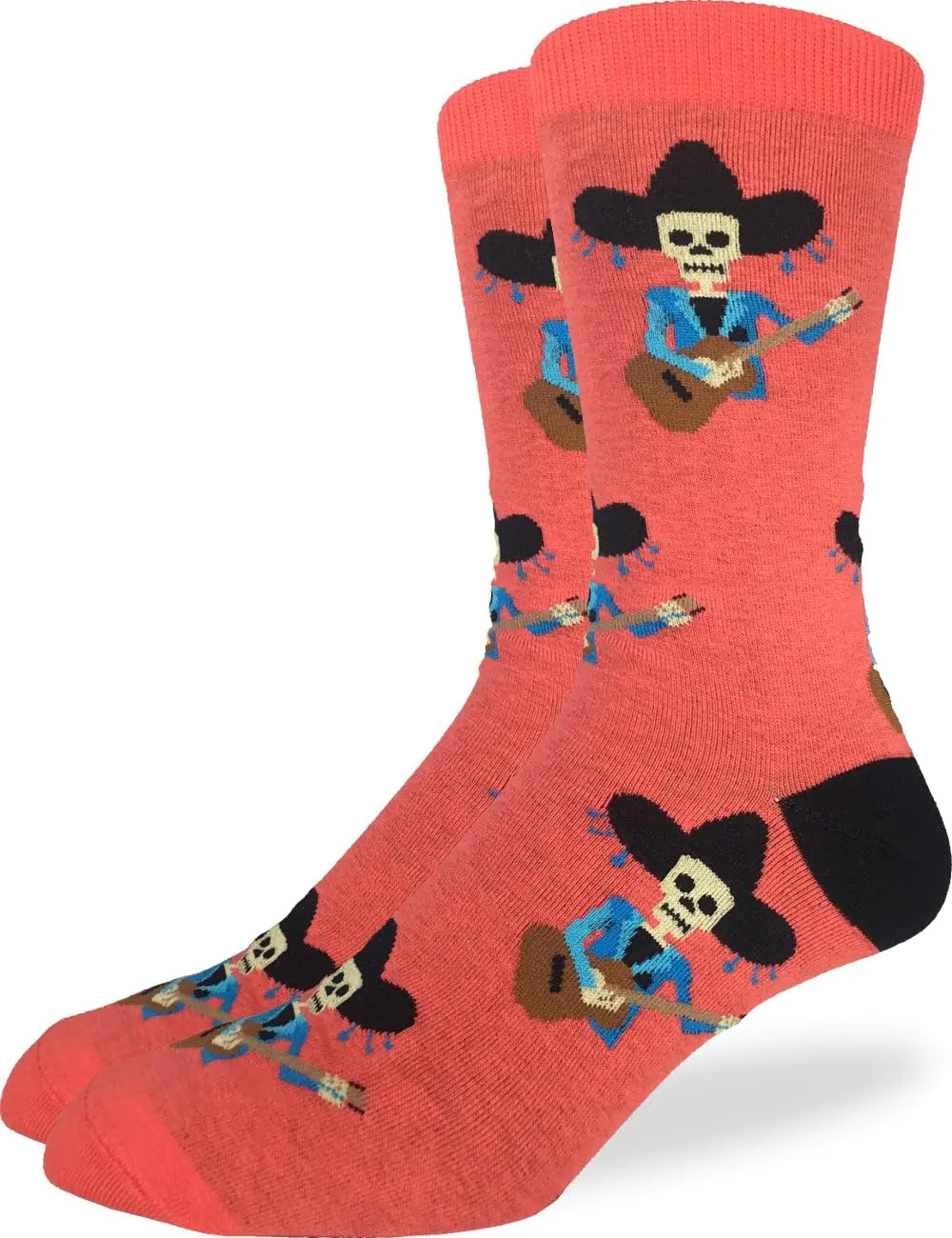 Good Luck Sock Mens Mariachi Skeleton Socks Adult Shoe Size 7-12