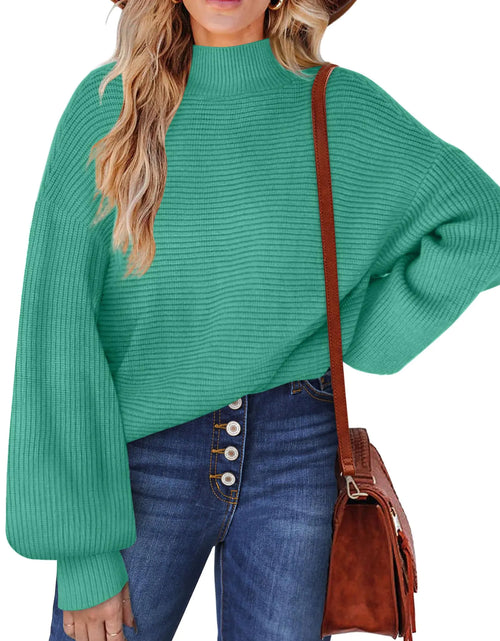 Cargar imagen en el visor de la galería, Suéteres jersey de mujer, tops de manga larga, tops informales elegantes de otoño, pavo real S
