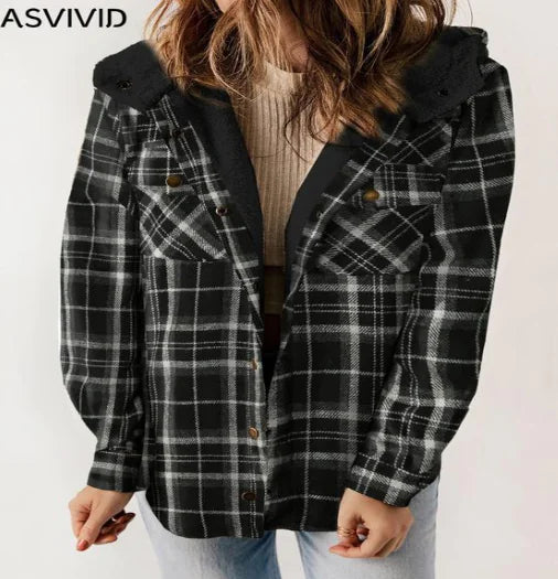 Plaid Hooded Jacket (Single Piece)