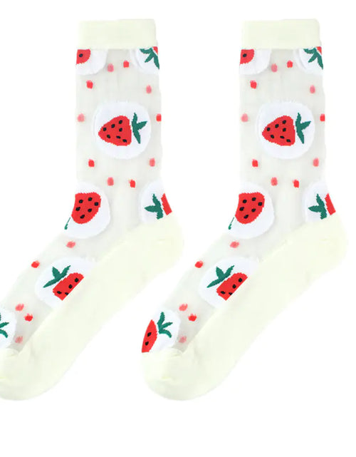 Load image into Gallery viewer, Fashionable Thin Mid Tube Flower Forest Glass Stockings
