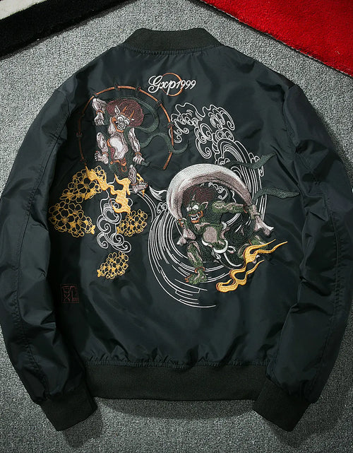 Cargar imagen en el visor de la galería, Chaqueta de piloto bordada y chaqueta de béisbol combinadas
