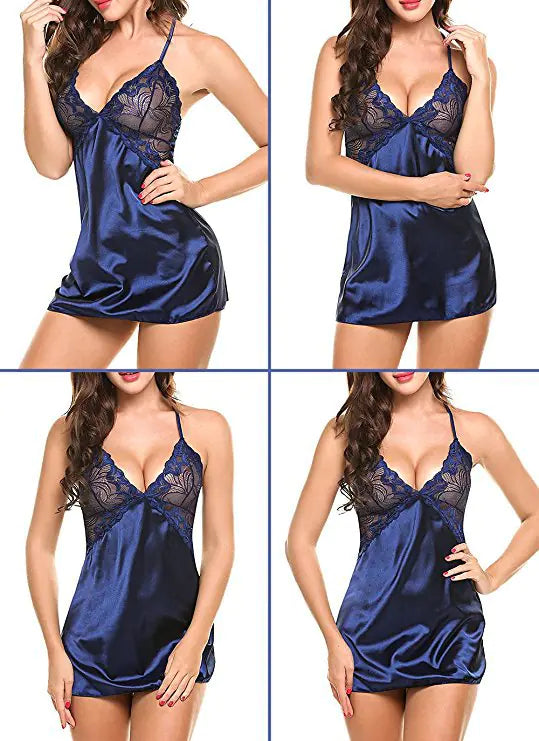 Women's Deep V Neck Backless Lingerie Nightwear
