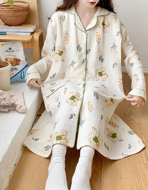 Load image into Gallery viewer, Cotton Gauze Maternity Nightwear for Nursing and Home
