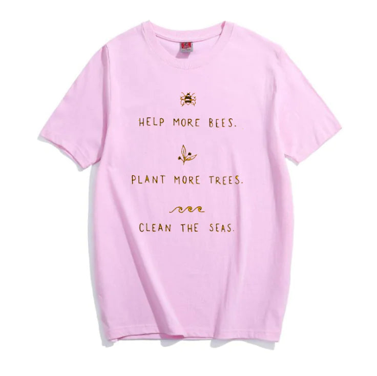 Help More Bees Plant Trees Graphic Tee Shirt