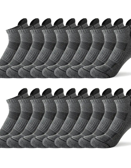Load image into Gallery viewer, JOYNÉE 10 Pairs Mens ankle running socks mens athletic low cut socks with TabGreySock Size:10-13
