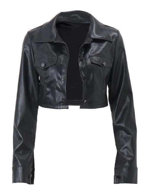 Load image into Gallery viewer, Leather Cropped Jacket
