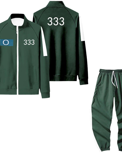 Load image into Gallery viewer, Korean Movie Training Costume Mens Track Suits Sets Long Sleeve Full-Zip Sweatsuit Active Jackets and Jogging Pants 2 Piece XO Suit
