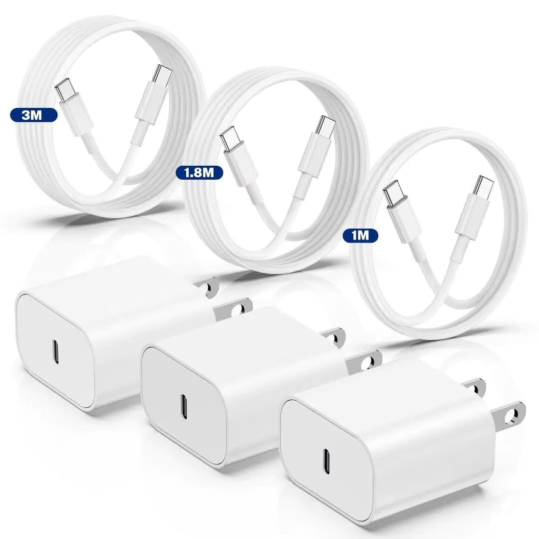 i Phone 16/15 Charger Fast Charging 3-Pack 20W Type C Charger[3+6+10FT] USB C Wall Charger Cables for iPhone 16/15/15 Plus/15 Pro Max iPad Pro/Air/AirPods/Samsung