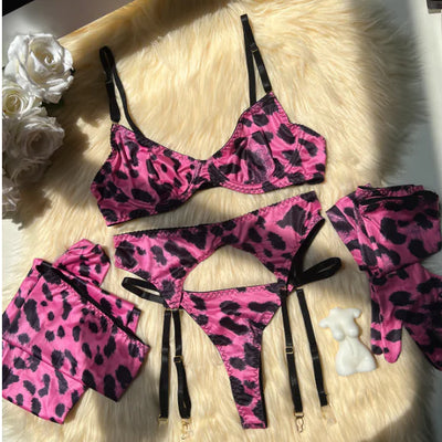 Luxury Leopard Print Lingerie Set (One Set)