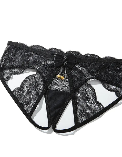 Cargar imagen en el visor de la galería, Lencería de encaje negro para mujer Temptation con cascabeles
