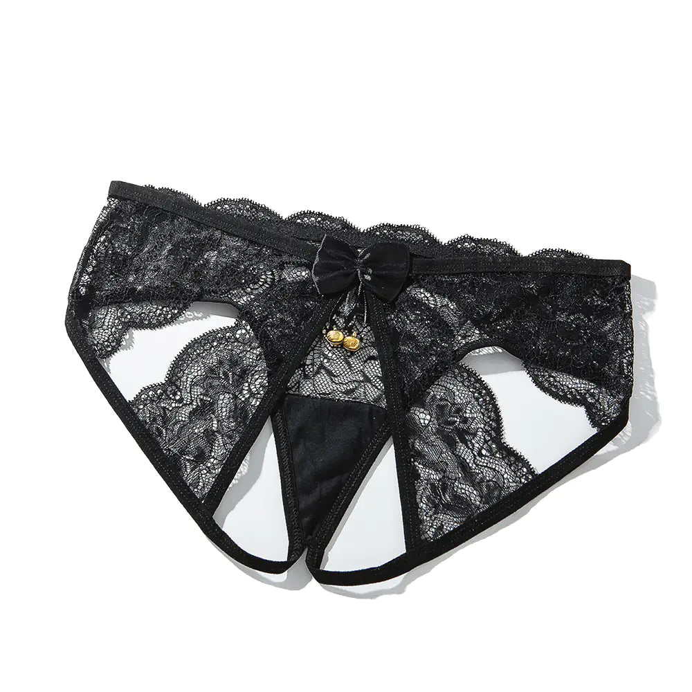 Lencería de encaje negro para mujer Temptation con cascabeles