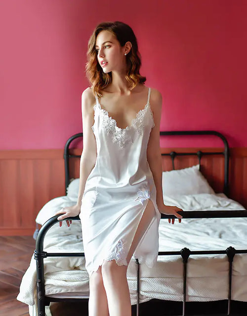 Load image into Gallery viewer, Lace Lingerie Nightwear Cami Dress with Side Split
