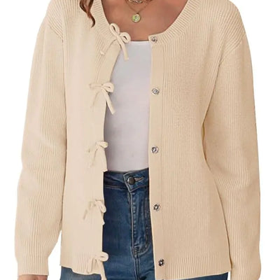 kipfall Womens Cardigan Sweaters Bow Button Down Cardigans Fall Fashion Clothes Knit Tie Open Front Coats