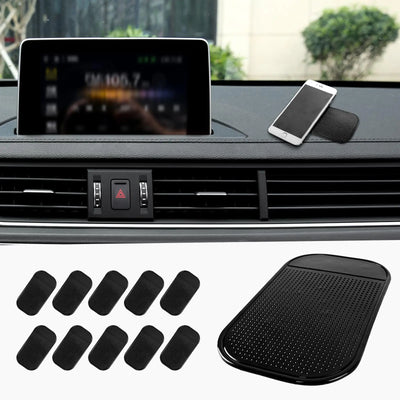 Lot de 10 tapis de tableau de bord en gel antidérapants et sans traces pour téléphones, lunettes de soleil, pièces de monnaie et clés - Accessoires intérieurs de voiture universels