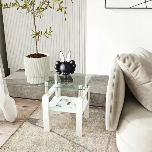 Load image into Gallery viewer, 1-Piece Modern Tempered Glass Tea Table Coffee Table End Table, Square Table For Living Room, Transparent White
