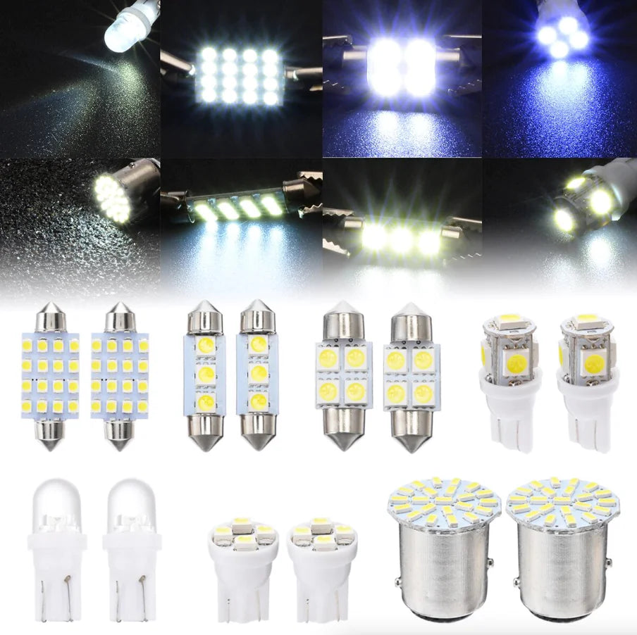 Kit de 14 luces LED interiores para coche T10 de 36 mm para techo, maletero y matrícula