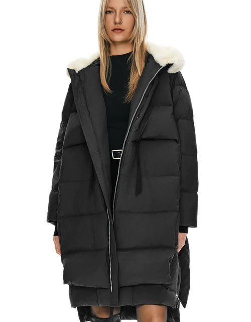 Load image into Gallery viewer, Orolay Womens Long Down Jacket Winter Puffer Jacket Warm Faux-Fur Collar Coat Black Small
