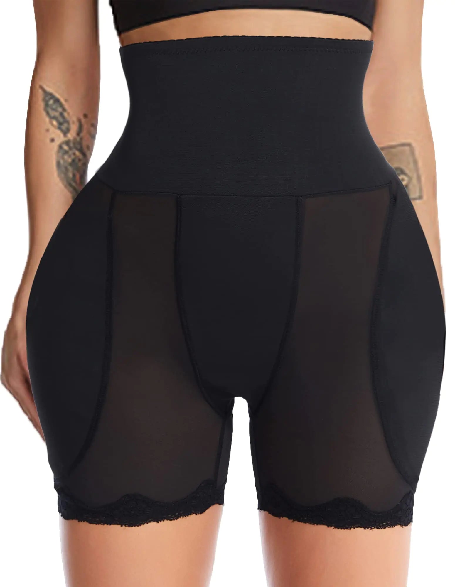 VENDAU Women Fake Hip Pads for Women Hip Dip Shapewear Hip Enhancer Butt Pads Shaper Butt Lifter Padded Underwear Tummy Control (X-Large Black)
